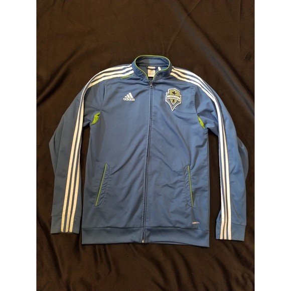 VTG ADIDAS Climalite SEATTLE SOUNDERS FC Training Zip Track Jacket Jersey Large - Picture 1 of 15
